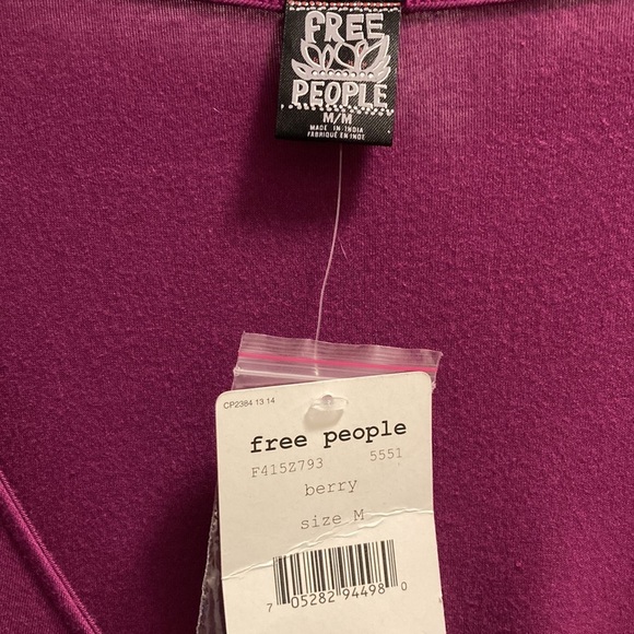 Free People Beaded Ruched Dress Mini Purple Boho V Neck Stretch Y2K Size M - Picture 3 of 8